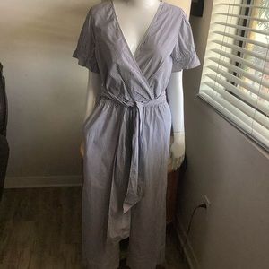 J Crew Blue/White Stripe Organic Cotton Jumpsuit NWOT